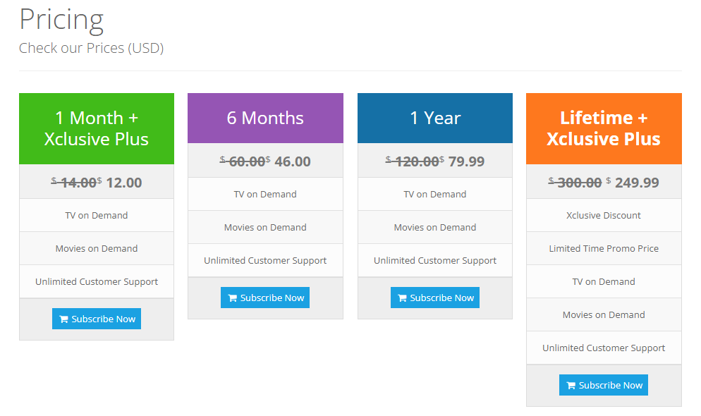 Sasta IPTV Pricing